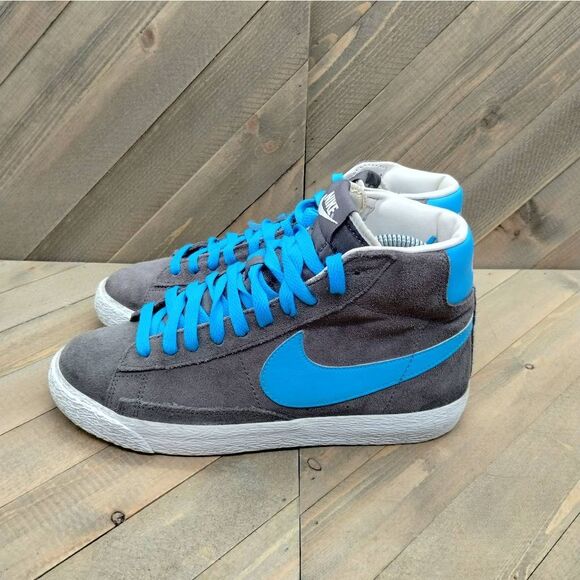 Nike Blazer Mid Premium Vintage Suede Casual Sneakers Womens‎ Size 7 Grey Blue - Picture 2 of 9